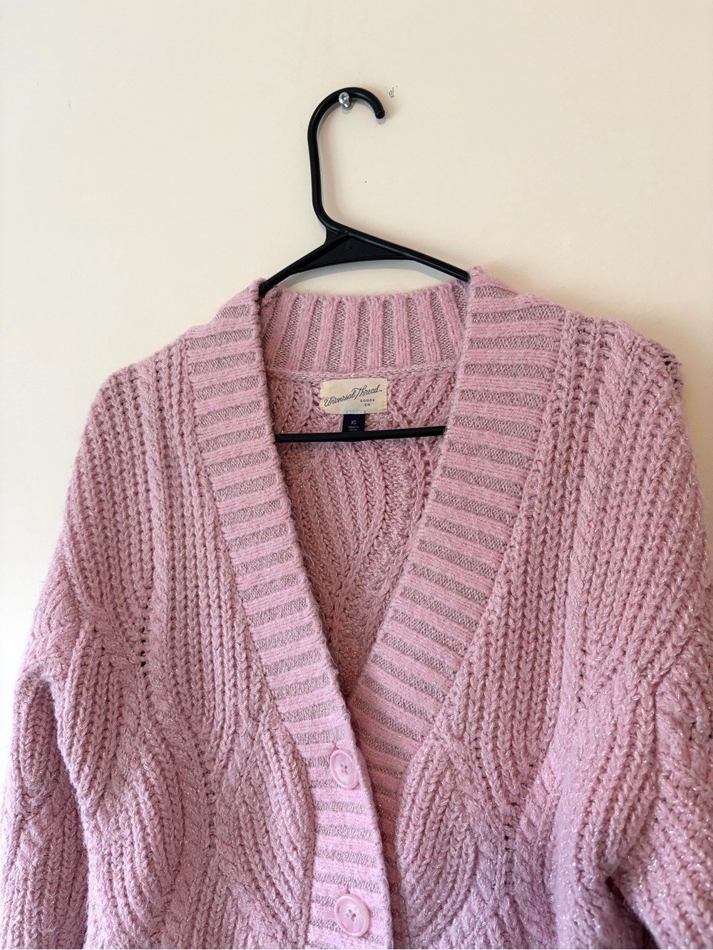 Universal Thread Dusty Rose Cable Knit Button-Front Cardigan - Picture 5 of 8